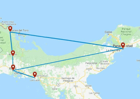 Privé rondreis Panama 14 dagen route