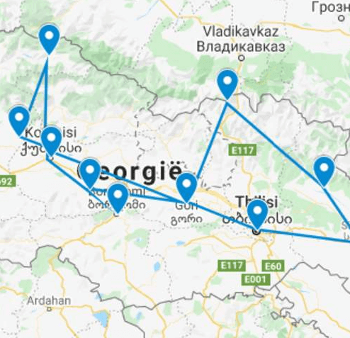 Privé rondreis Georgië 17 dagen route