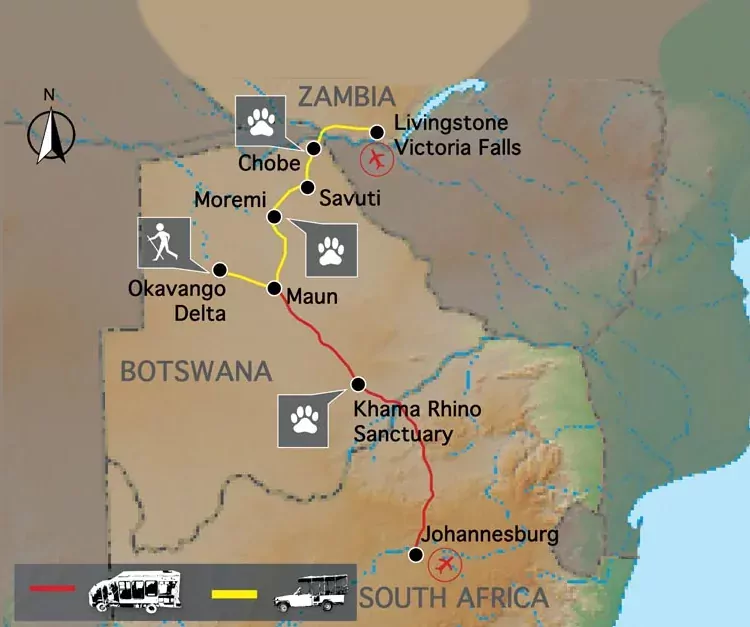 Wildkamperen in Botswana via de Kalahari (17 dagen) - Botswana, Zambia en Zuid-Afrika