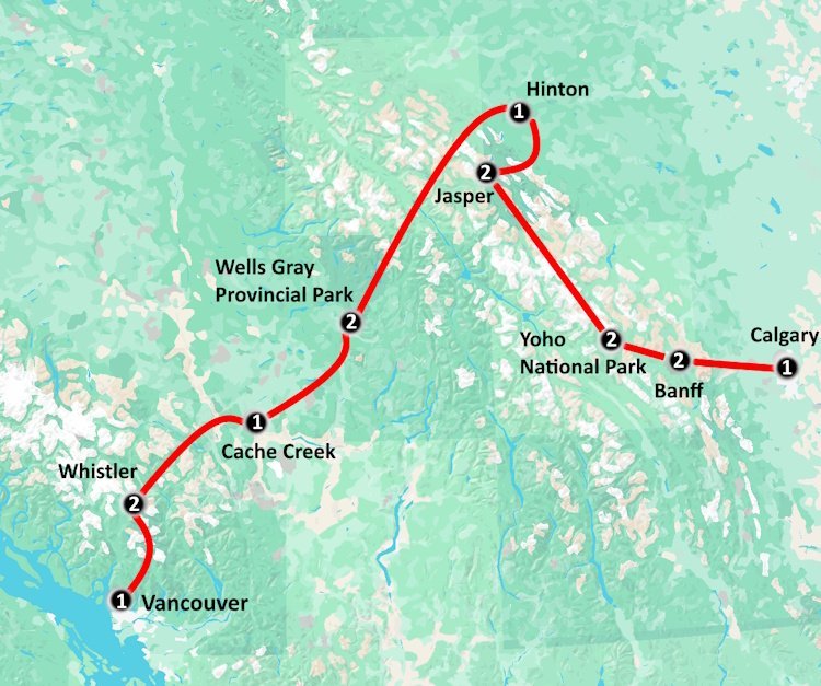 The Classic Calgary to Vancouver Camping Trip (16 dagen) – Canada - start: Calgary eind: Vancouver Engels